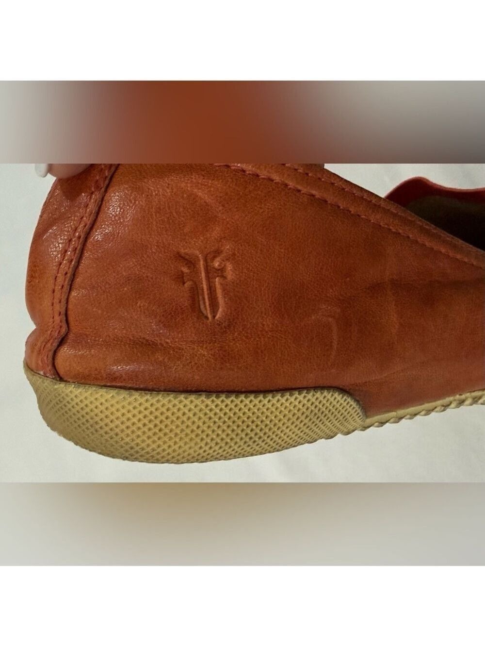 Frye Melanie Leather Slip On Flats 9.5 Cognac Orange Casual - Picture 8 of 10